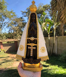 Nossa Senhora Aparecida - Manto Branco e Detalhes Dourados
